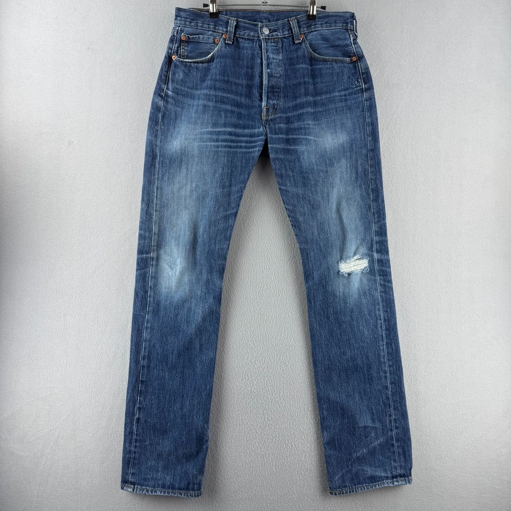 Levis Jeans Mens‎ 34x36 (Fits 33x34) 501 Straight Leg Faded Blue Denim Classic
